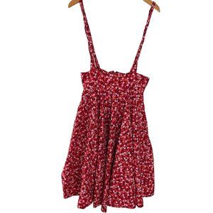 Magnolia Place x Unique Vintage Abby Pinafore Overall Skirt L Red Heart Print
